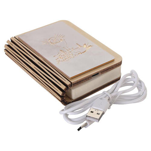 Pamiątka na Pierwszą Komunię, lampka LED w kształcie książki, USB, 10×8 cm 7