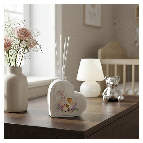 First Communion favour air freshener, heart with coloured decoration, 3x3 in, made in Italy 2
