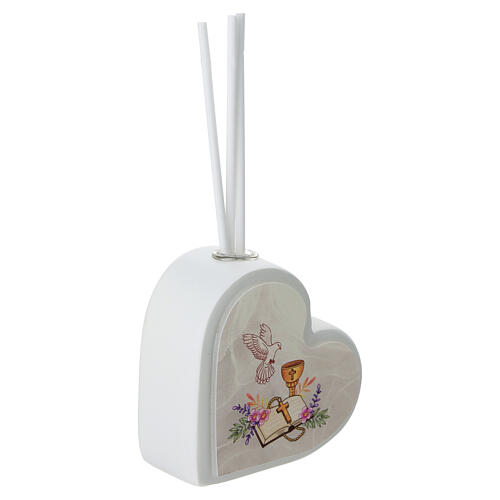First Communion favour air freshener, heart with coloured decoration, 3x3 in, made in Italy 3
