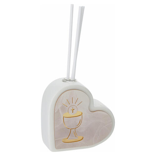 Recuerdo perfumador Primera Comunión corazón 7x7 cm fabricado en Italia 3
