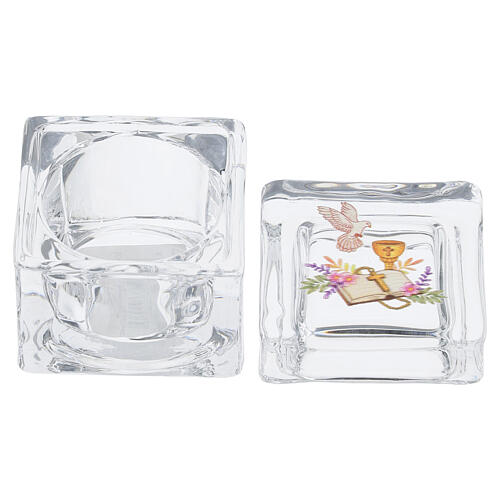 Lembrancinha Primeira Comunhão cubo de vidro com tampa 5x5 cm 5