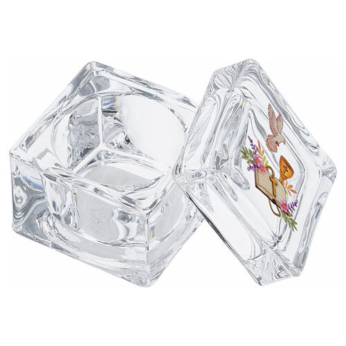 First Communion Favor Glass Cube with Lid, 5x5 cm 3