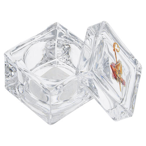 Lembrancinha Crisma cubo de vidro com tampa 5x5 cm 3