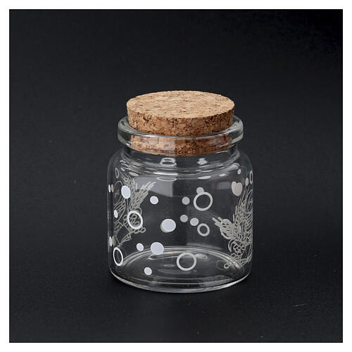 Display cabinet set with 24 First Communion favor glass jars, gold decorations 50x35x10 cm 5