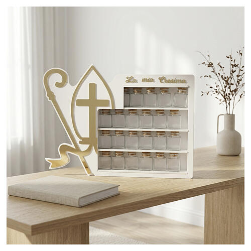 Set présentoir et 24 petits pots pour Confirmation détails dorés 50x35x10 cm 2