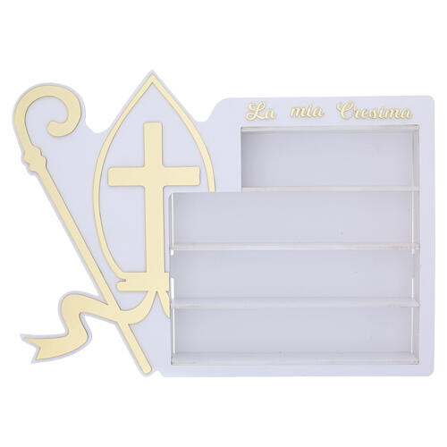 Conjunto móvel expositor e 24 lembrancinhas vasinhos de vidro Crisma detalhes em ouro 50x35x10 cm 5