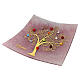 Centro de mesa decorativo de vidrio de Murano 30 x 30 cm rosa con Árbol de la Vida s1
