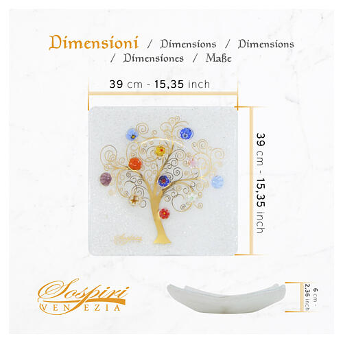 Tischaufsatz aus Murano-Glas – Lebensbaum, weiß, 40 x 40 cm 3