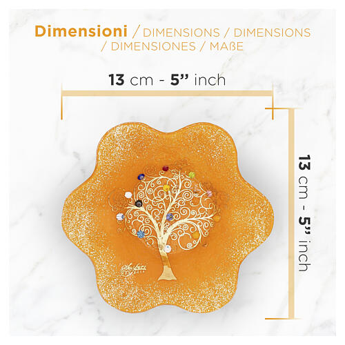 Schale aus Murano-Glas – Lebensbaum, orange, 15 x 15 cm 4