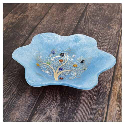 Niebieska miseczka ze szkła Murano, 13×13 cm, Drzewo Życia 3