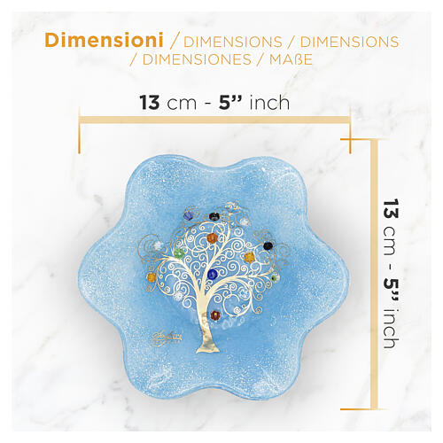 Tigela azul 15x15 cm em vidro de Murano com decoração Árvore da Vida 4
