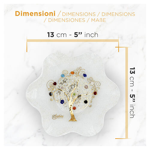Schale aus Murano-Glas – Lebensbaum, weiß, 15 x 15 cm 4
