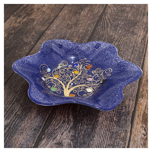 Ciotola blu 15x15cm in vetro Murano con Albero della Vita e murrine 2