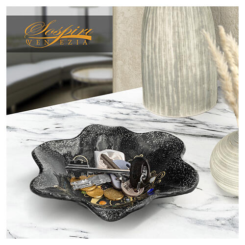 Cuenco negro vidrio de Murano 15 x 15 cm con diseño Árbol de la Vida 5