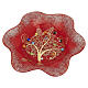 Coupe rouge en verre de Murano 15x15 cm décorée de l'Arbre de Vie s1