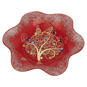 Czerwona miseczka ze szkła Murano, 15x15 cm, Drzewo Życia