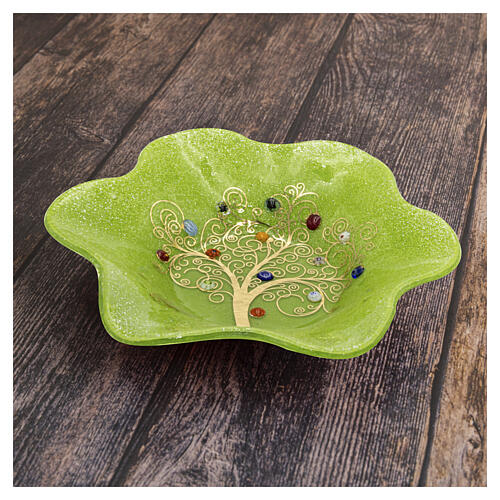 Tigela verde 15x15 cm em vidro de Murano com símbolo Árvore da Vida 3