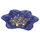Bol bleu en forme de fleur 20x20 cm en verre de Murano avec Arbre de Vie en or véritable s1