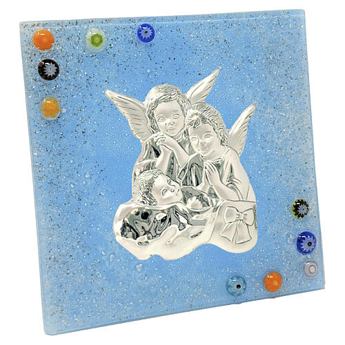 Blue Small Picture of Angels in Murano Glass for Baptisms 3