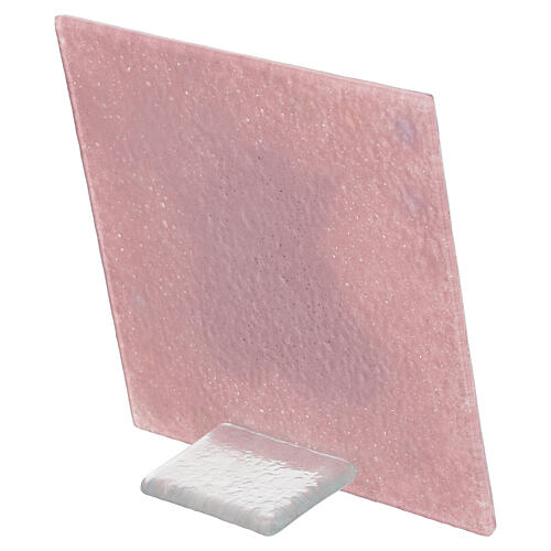 Tableau baptême rose en verre de Murano avec anges gardiens 3