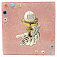 Pink Murano glass icon with chalice for First Communion s1