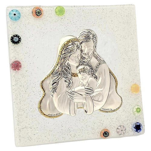 Icono boda blanca con Sagrada Familia de vidrio de Murano 3