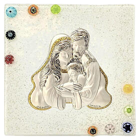 Biała ikona ślubna ze Świętą Rodziną, szkło Murano