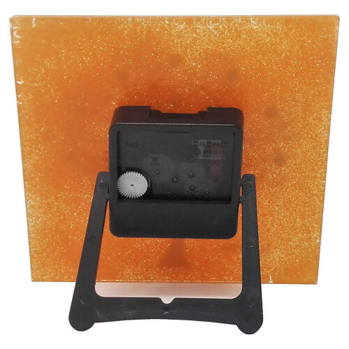 Relógio de mesa quadrado em vidro de Murano com murrine Árvore da Vida laranja 10x10 cm 6