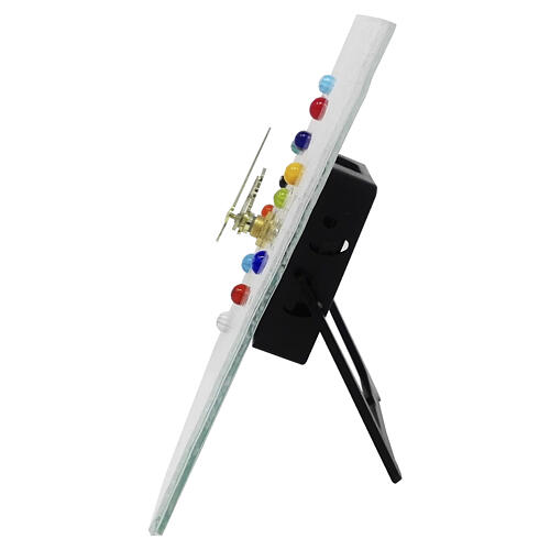 White Murano Glass Table Clock with Multicolored Murrine and Tree of Life, 9.5x9.5 cm 5