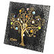 Black square table clock, Tree of Life in Murano glass with murrines, 3.5x3.5 in s4