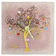Pink square Murano glass table clock with Tree of Life and coloured Murrine, 3.5x3.5 in s1