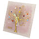 Pink square Murano glass table clock with Tree of Life and coloured Murrine, 3.5x3.5 in s4