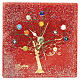 Square red Murano glass table clock with Tree of Life in 24k gold leaf and murrines, 3.5x3.5 in s1