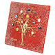 Horloge de table carrée avec murrines rouges en verre de Murano Arbre de Vie en or fin 10x10 cm s4