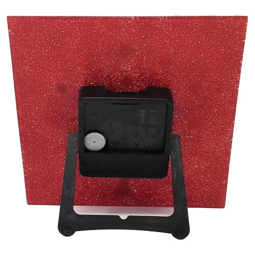 Orologio da tavolo quadrato rosso murrine vetro di Murano Albero della Vita oro zecchino 10x10cm 6