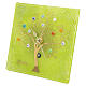 Square Murano glass table clock with green murrine and gilded Tree of Life, 3.5x3.5 in s4