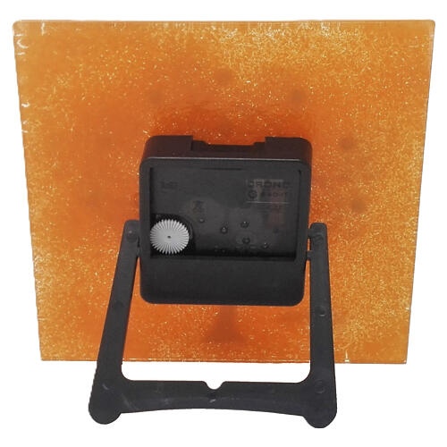 Reloj de mesa murrinas vidrio de Murano naranja con Árbol de la Vida 15x15 cm cuadrado 5