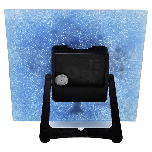Reloj de mesa de vidrio de Murano azul con Árbol de la Vida 15x15 cm 6