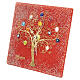 Reloj de mesa cuadrado rojo con vidrio de Murano decoración Árbol de la Vida 15 x 15 cm s4