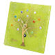 Orologio da tavolo quadrato verde vetro di Murano con Albero della Vita dorato 15x15cm s4