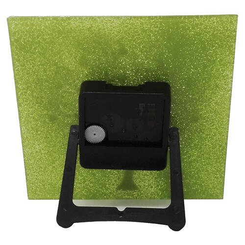Square Green Murano Glass Table Clock with Gold Tree of Life, 15x15 cm 5