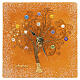 Murano Glass Square Table Clock with Orange Tree of Life, 20 x 20 cm s1