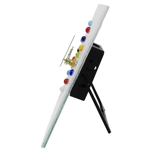 Tischuhr aus Murano-Glas – Lebensbaum, weiß, 20 x 20 cm 5