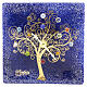 Square Murano Glass Table Clock in Blue with Tree of Life, 20 x 20 cm s1