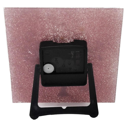 Relógio de mesa quadrado em vidro de Murano cor-de-rosa com motivo Árvore da Vida 20x20 cm 6