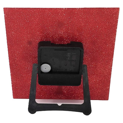 Square red Murano glass table clock with Tree of Life decoration, 7.5x7.5 in 8