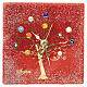 Square red Murano glass table clock with Tree of Life decoration, 7.5x7.5 in s1