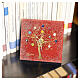 Square red Murano glass table clock with Tree of Life decoration, 7.5x7.5 in s2