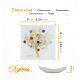 Platillo 9 x 9 cm de vidrio de Murano color blanco con Árbol de la Vida de oro puro s3