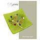 Piattino 9x9 cm murrine vetro Murano verde con Albero della Vita s6